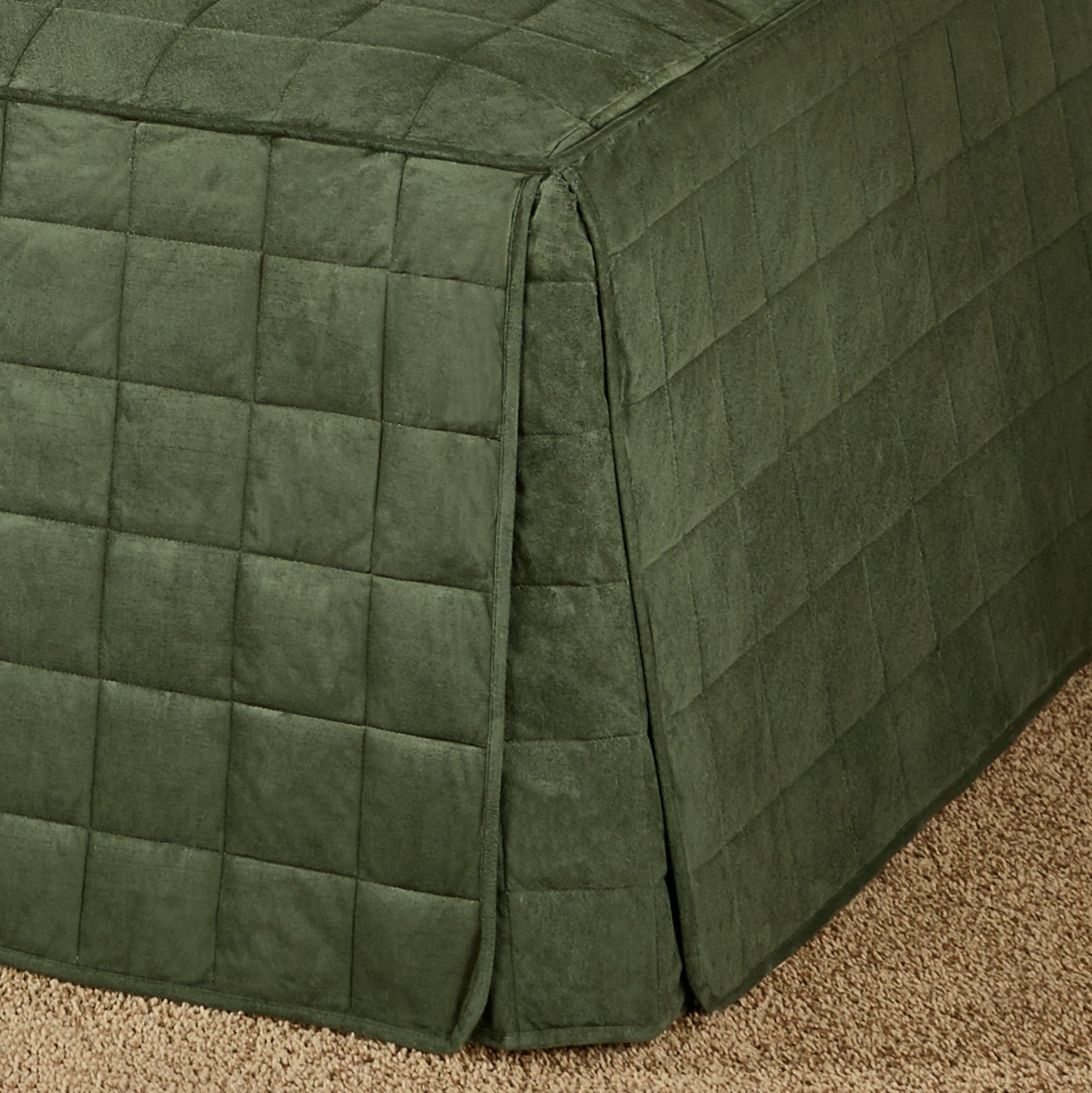 Camden Luxury Bedding Set - Deep Sage Green Faux Suede Quilted 5-Piece Hollywood Daybed Cover with Bolster Shams & Pillows | Elegant Bedroom Decor for Guest Rooms, Dormitories & Cozy Home Styling