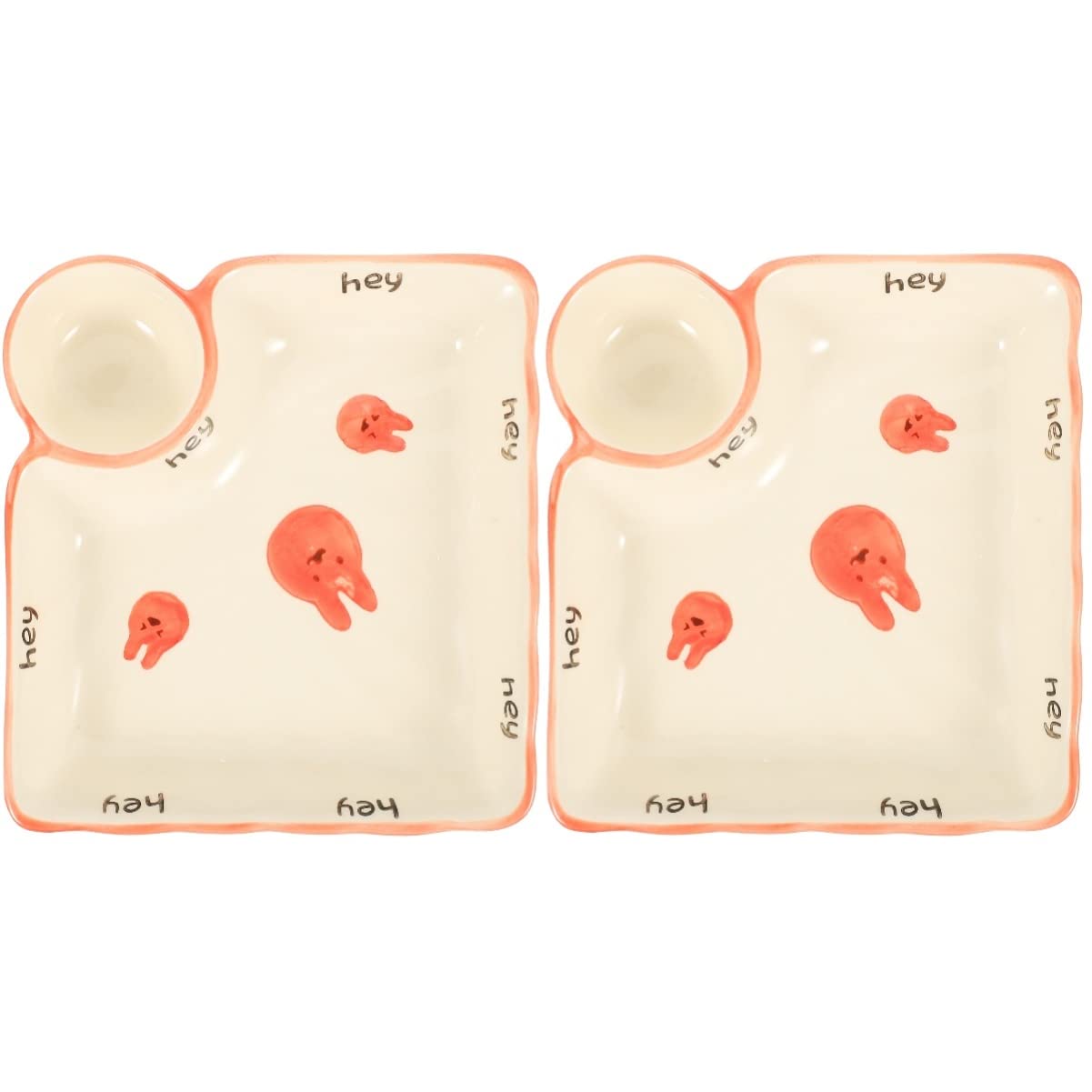 Premium 2-Piece Ceramic Dumpling & Sushi Plate Set - Divided Serving Dish for Asian Cuisine | Japanese Style Porcelain Appetizer Plates - Perfect for Dim Sum, Sushi, Tapas & Party Serving