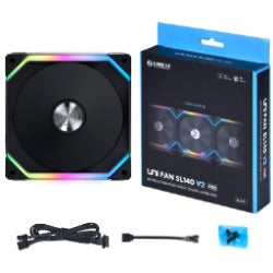 Lian Li UNI FAN SL140 V2 140mm RGB PWM PC Case Fan - Single Pack (Black/White) | High Airflow Cooling for Gaming PC Builds & Workstation Computers