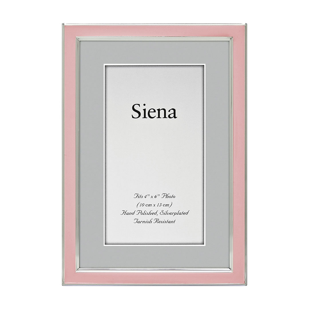 4x6 Pink Enamel Silver Plated Photo Frame - Elegant Wall & Tabletop Display for Wedding, Baby Photos & Home Decor