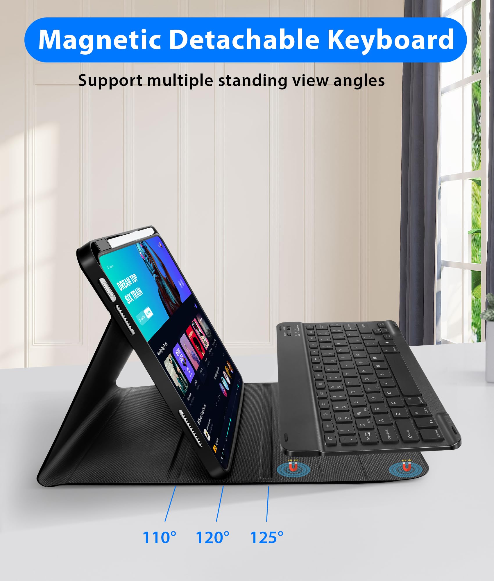Eocean iPad 11th Gen (2025) & 10th Gen Keyboard Case - Detachable Bluetooth Keyboard Cover with 7-Color Backlit, Pencil Holder & Dual Bluetooth Channels for iPad 10.9 inch (2022 Model) | Perfect for Work, Study & Travel