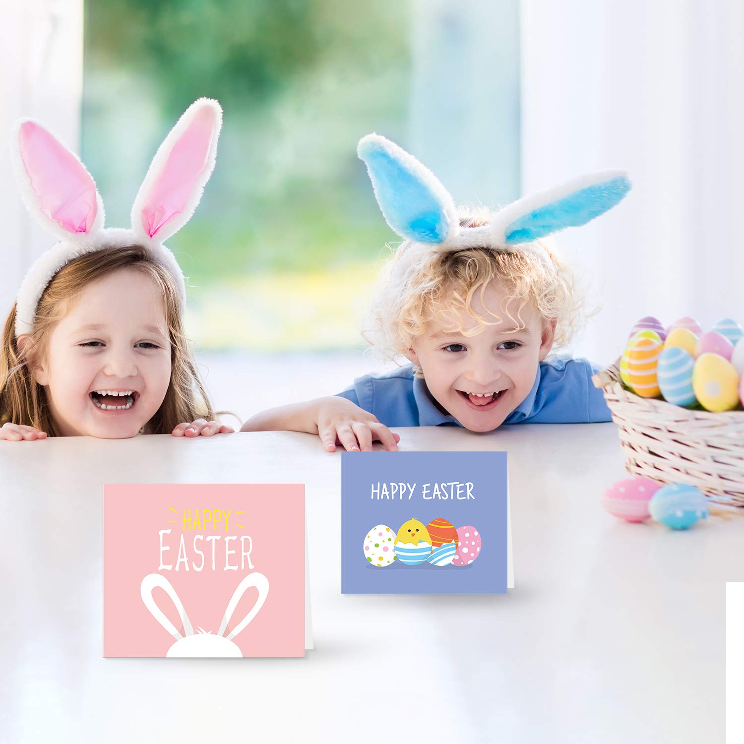 TUPARKA 36 Pack Easter Greeting Cards Set - Assorted Spring Note Cards with Envelopes for Kids (6 Designs) - Perfect for Easter Celebrations, Classroom Activities & Party Favors