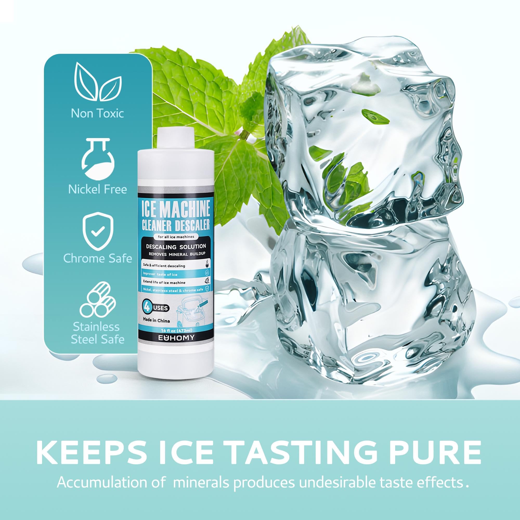 **EUHOMY Ice Machine Cleaner Descaler - 32 Fl Oz (8 Uses) | Universal Descaling Solution for All Brands Ice Makers, Coffee & Espresso Machines | Removes Limescale & Mineral Buildup | Perfect for Home, Office & Commercial Use (2 Bottles)**
