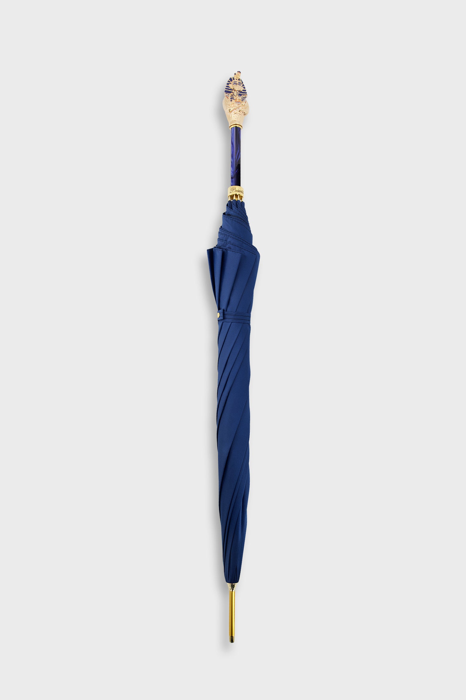 Pasotti Blue Tutankhamon Luxury Umbrella - Windproof & Waterproof Compact Folding Umbrella for Men & Women - Perfect for Rainy Days, Travel, and Outdoor Events