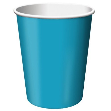 240-Pack Tropical Turquoise Blue Disposable Paper Cups 9oz - Hot & Cold Drink Party Cups for Summer BBQs, Beach Parties & Picnics