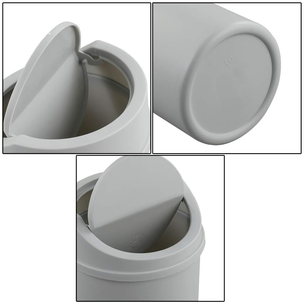 2 Liter Mini Desktop Trash Can with Swing Lid - Small Office Waste Bin for Desk, Home, or Car - Compact Grey Garbage Can for Paper, Snacks & Daily Trash (Perfect for Workspace, Bedroom & Vehicle Use)