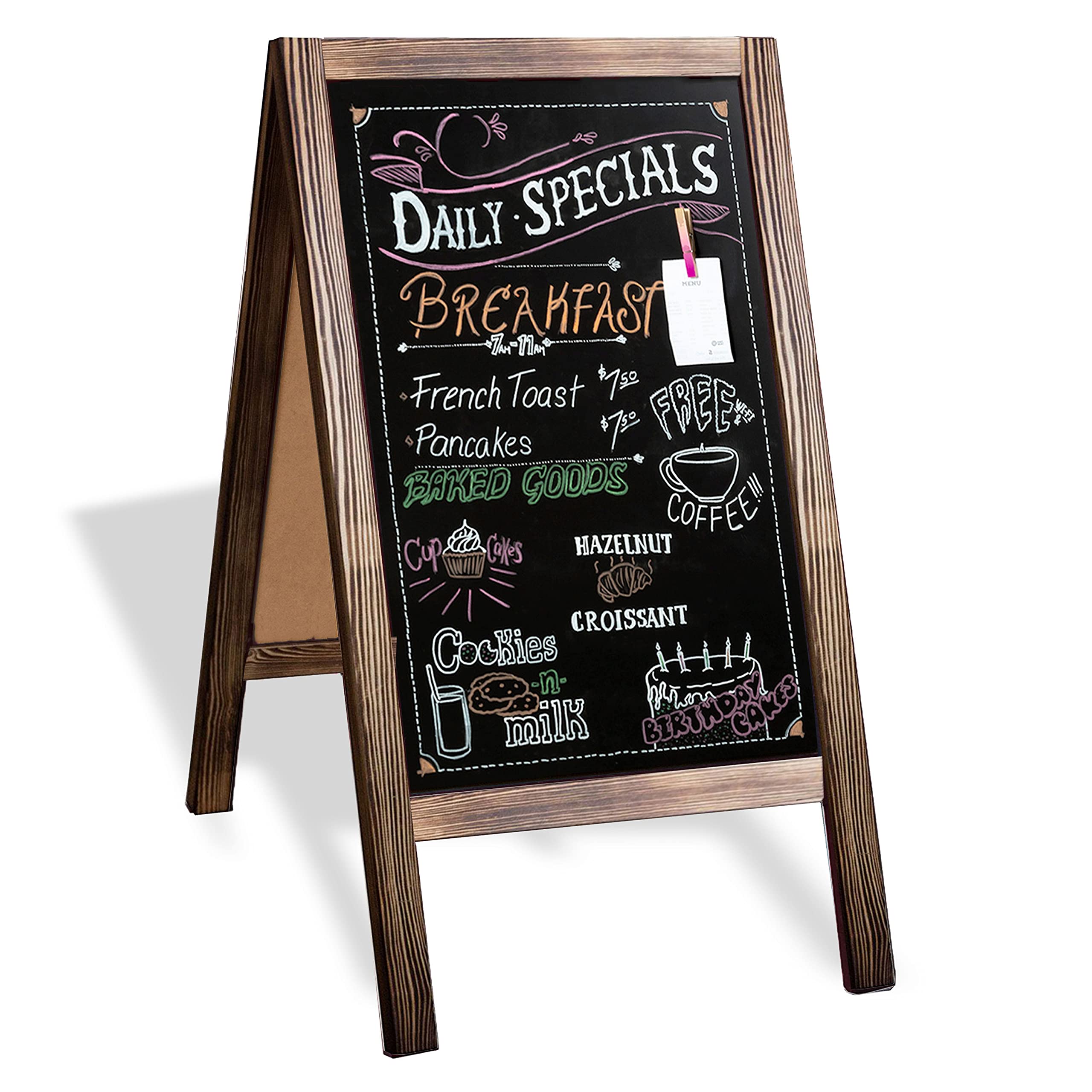 Ilyapa Wooden A-Frame Chalkboard Sign with Eraser & Chalk - 20x40 Magnetic Sidewalk Sandwich Board for Restaurants, Businesses, Weddings - Perfect for Outdoor Menu Displays, Promotions & Event Signage