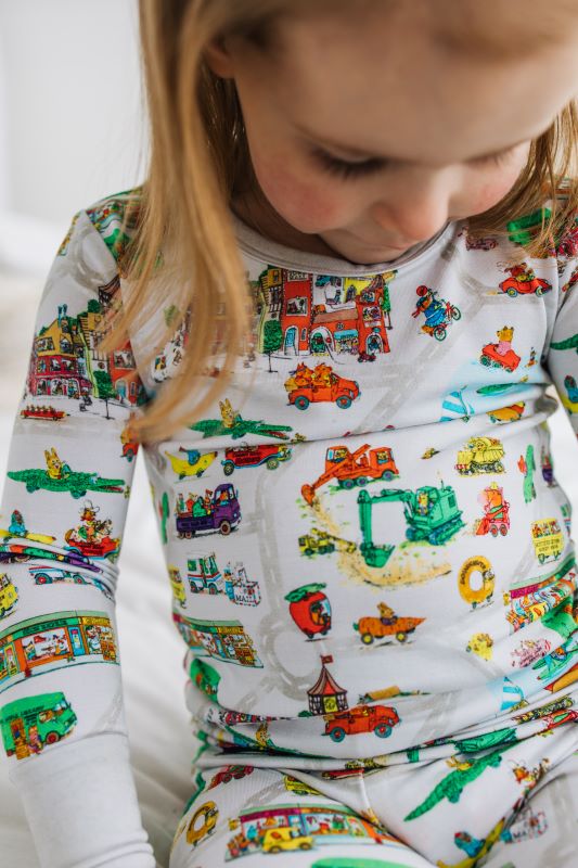 Richard Scarry's Busyworld™ Busytown Map Two Piece Pajama Set for Kids - Soft Cotton Pajamas with Fun Cartoon Prints - Perfect for Bedtime & Sleepovers
