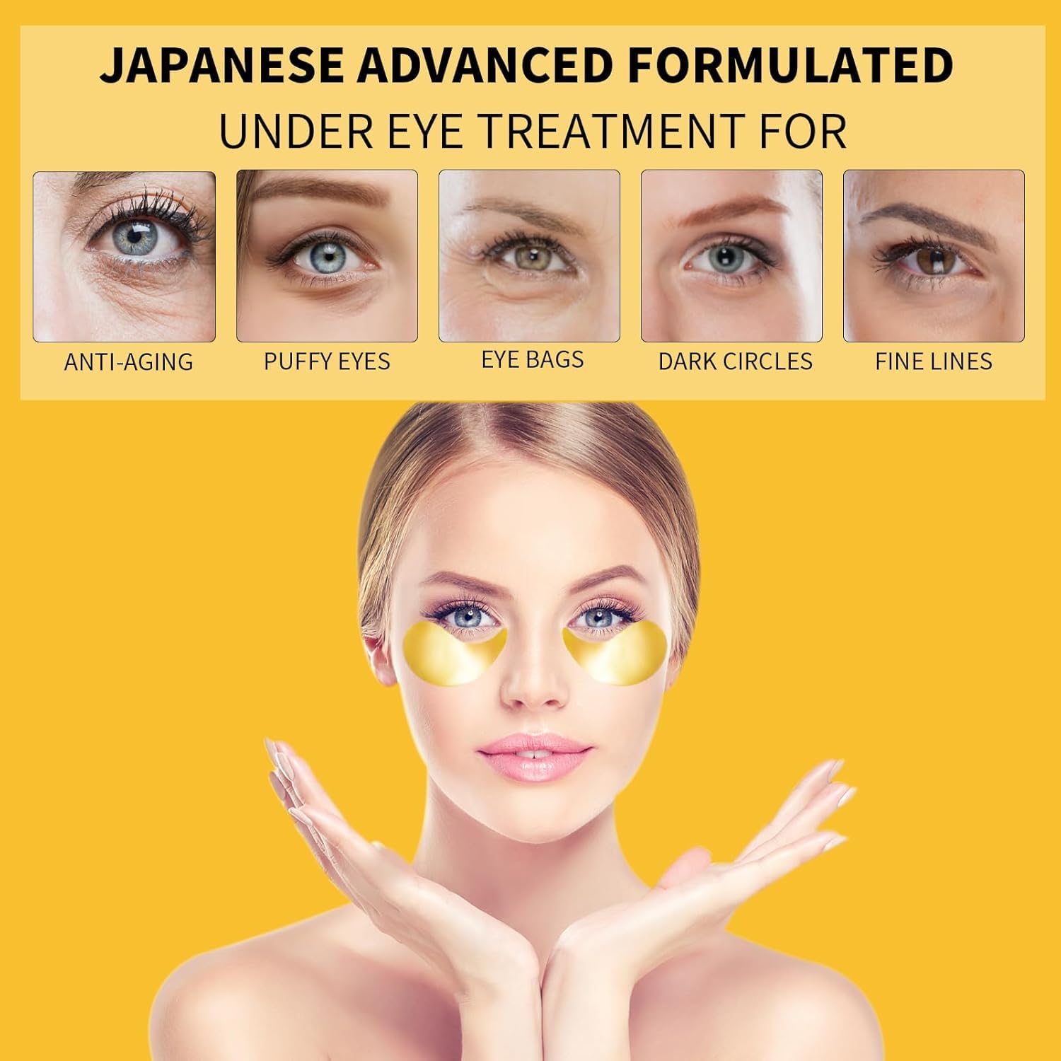 Fidrox 24K Gold Eye Masks for Dark Circles & Puffiness - 60PCS Under Eye Gel Patches with Collagen, Caffeine & Peptides - Reduce Eye Bags, Wrinkles & Puffy Eyes - Perfect for Night Skincare, Spa Days & Travel Essentials