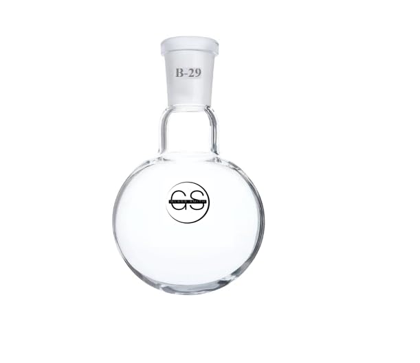 Borosilicate Glass 3.3 Single Neck Round Bottom Boiling Flask 500ml - Laboratory Grade with Center & Side Joints (B-29) - Ideal for Chemistry Experiments, Distillation & Scientific Research