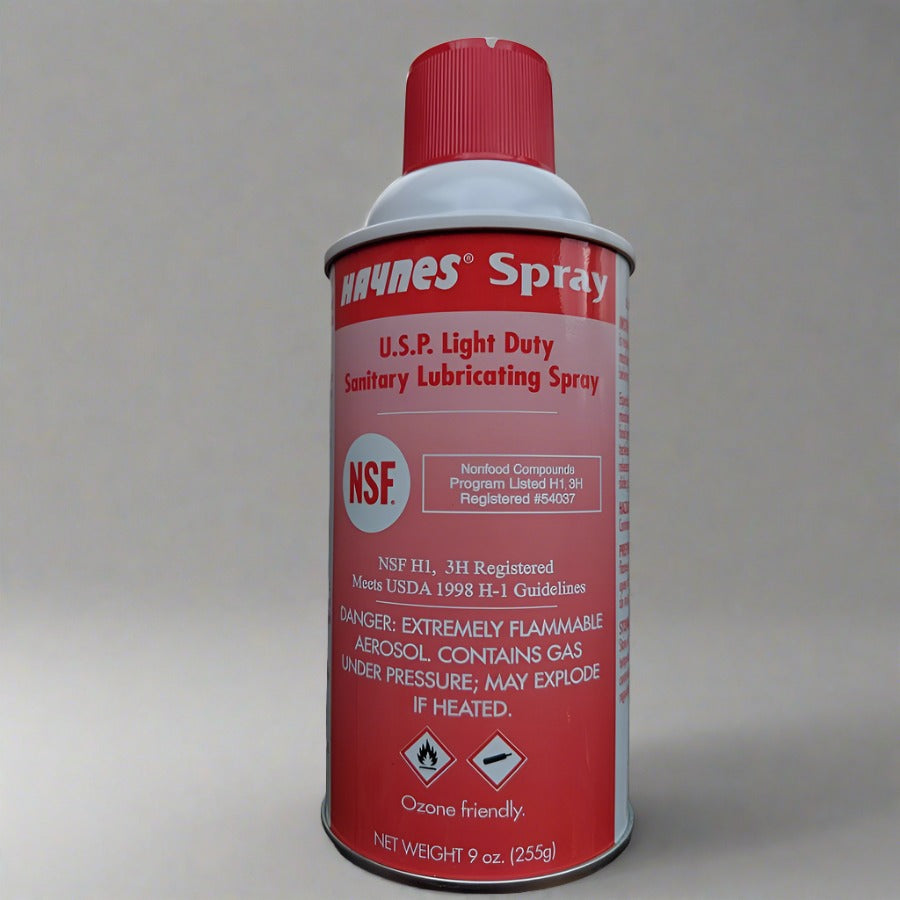 Haynes 9 Oz Light Duty Sanitary Lubricating Spray - Food Grade, NSF H1 Certified for Food Processing Equipment, Conveyors & Packaging Machinery - Safe for Industrial & Home Kitchen Use