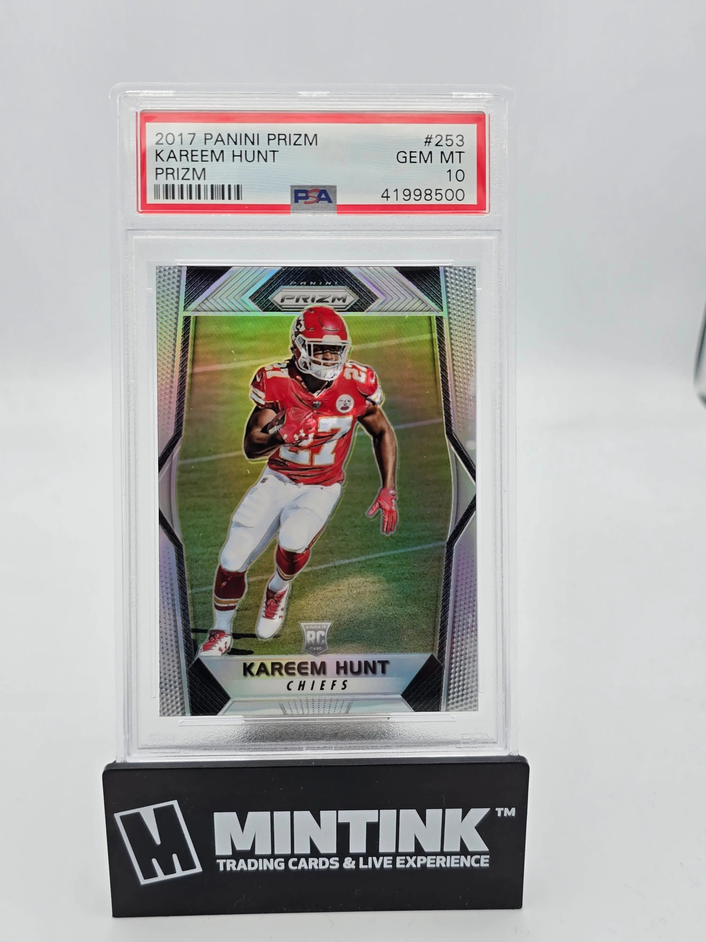 2017 Panini Prizm Football Kareem Hunt Rookie Card Silver Prizm PSA 10 Gem Mint - Perfect for NFL Collectors, Sports Memorabilia Displays & Investment Collections