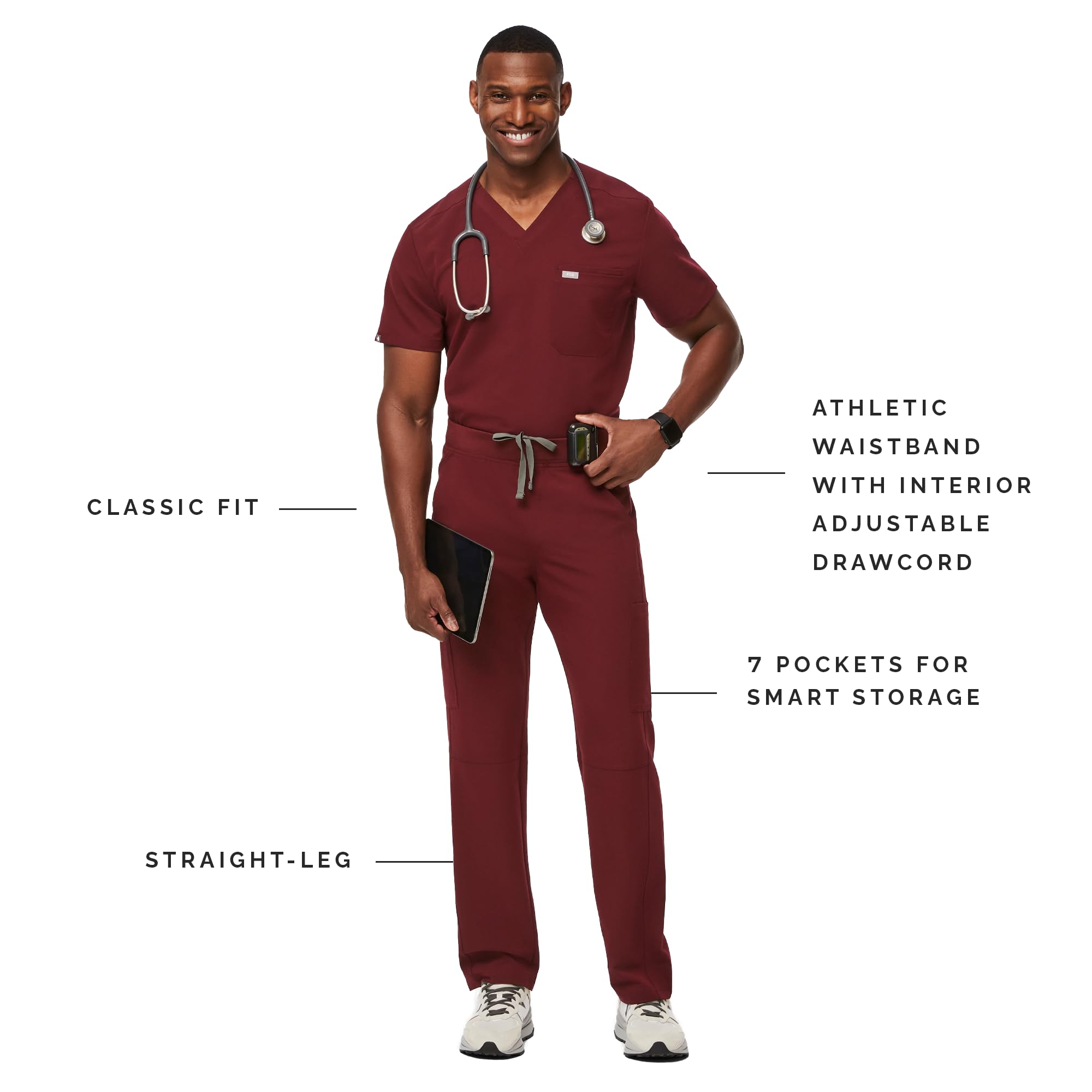 FIGS Axim Cargo Scrub Pants for Men - Classic Fit, Straight Leg, 7 Functional Pockets, 4-Way Stretch Fabric, Anti-Wrinkle Medical Scrubs | Comfortable Workwear for Doctors, Nurses & Healthcare Professionals