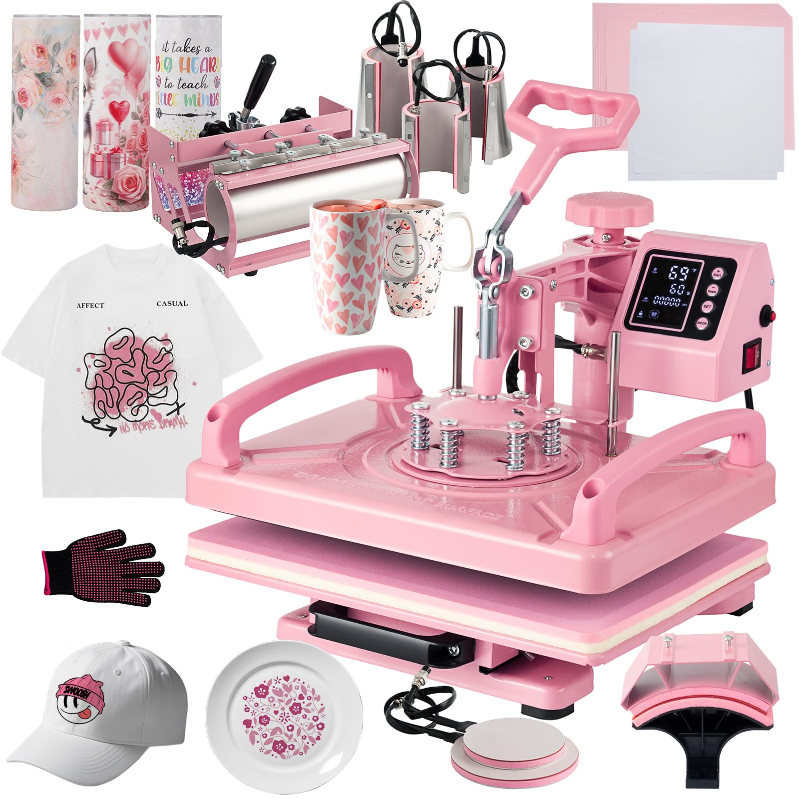 12x15 Inch Heat Press Machine for T-Shirts & Sublimation - 8-in-1 Combo with 30oz Tumbler Press for Hats, Caps, Mugs & Plates | Perfect for DIY Crafts, Custom Apparel & Small Business Printing