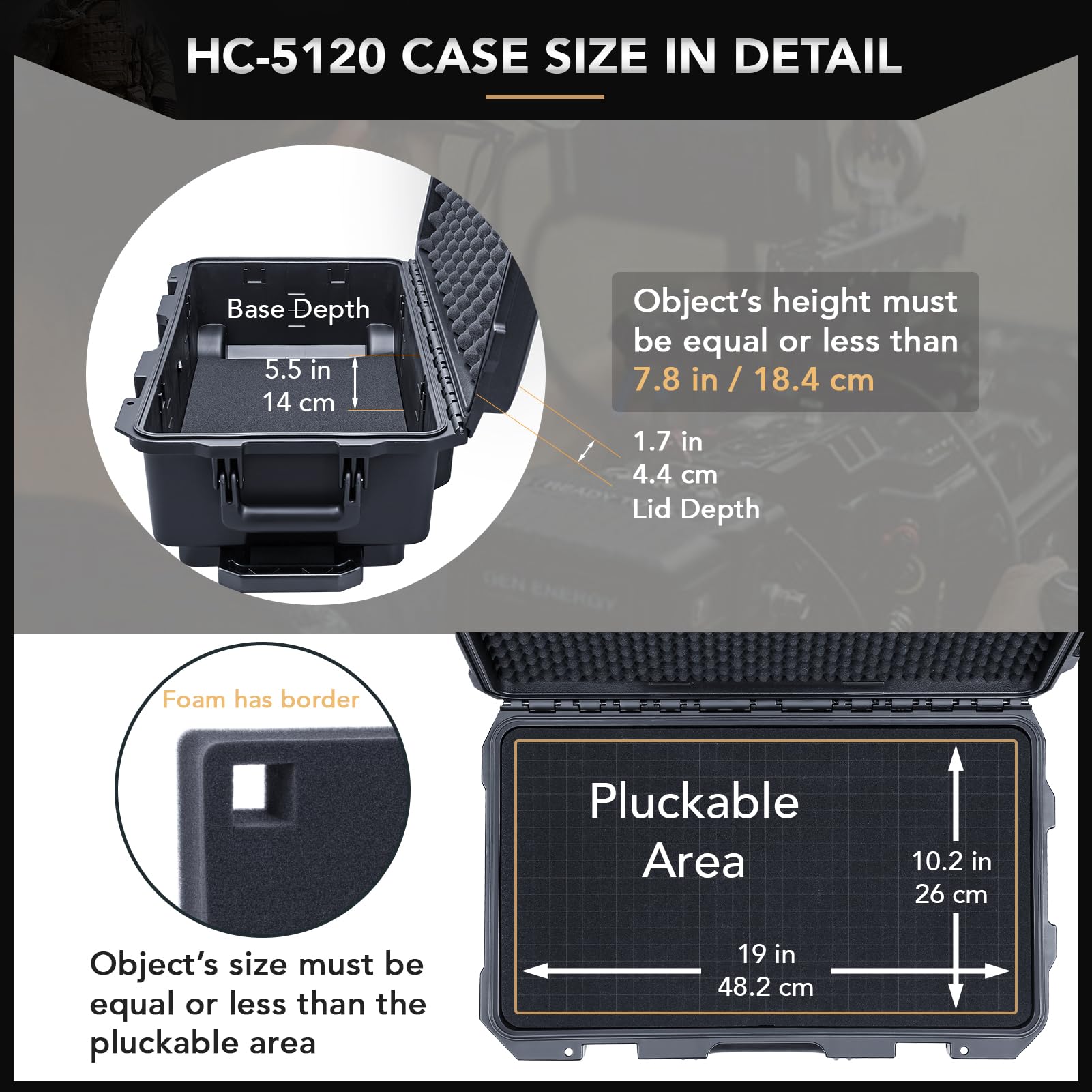 Lykus HC-5120 Waterproof Rolling Hard Case with Customizable Foam - 20.3x11.3x7.3 Inch Interior for Camera, Drone, Electronics & Tools | Perfect for Travel, Outdoor Adventures & Equipment Protection