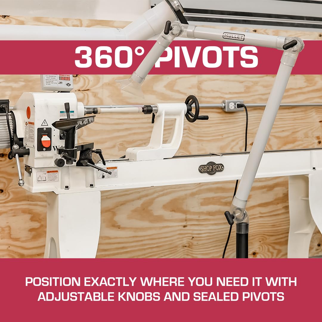 Mullet ThirdHand Dust Collection Boom Arm with Shop Vac Base - Dust Extraction System for Woodworking, DIY Projects & Workshop Cleanup