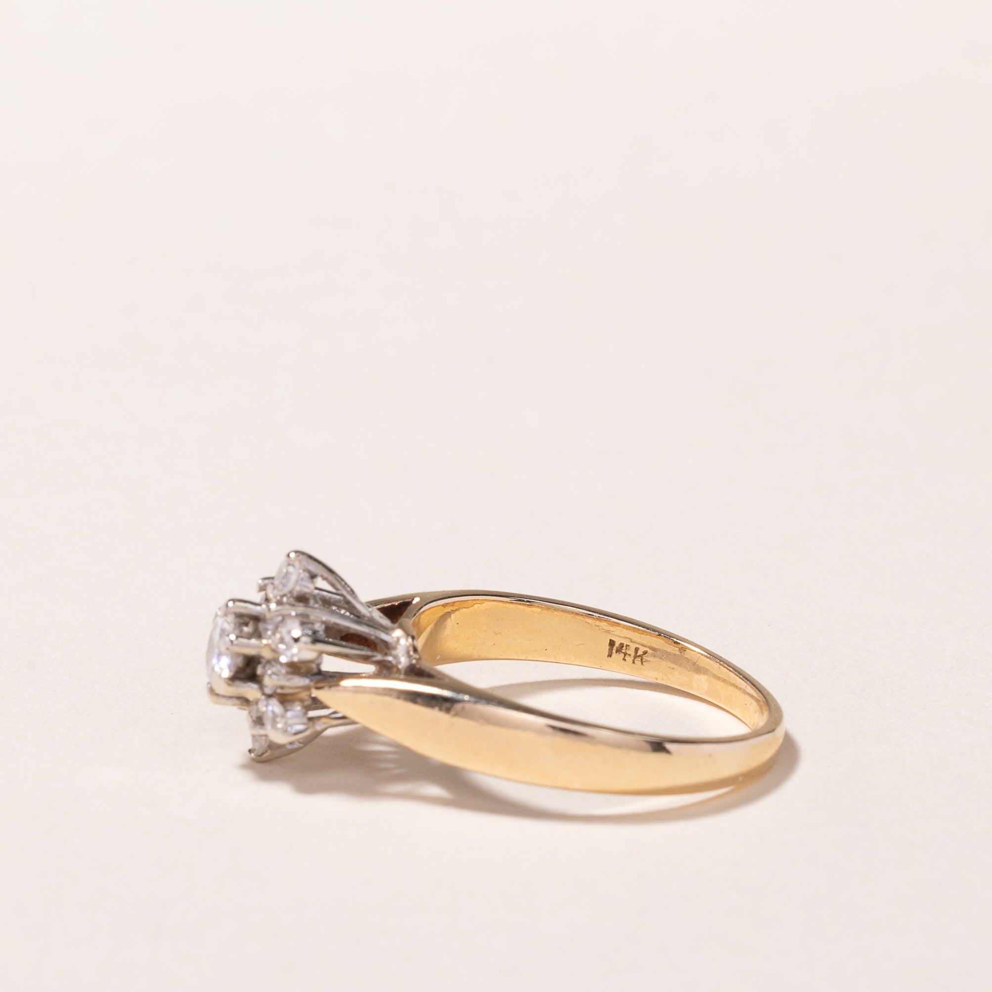 14K Yellow Gold Cluster Diamond Ring - 0.39 Carat Total Weight (CTW) - Size 4.75 - Elegant Wedding Band, Anniversary Gift for Her, Everyday Luxury Jewelry