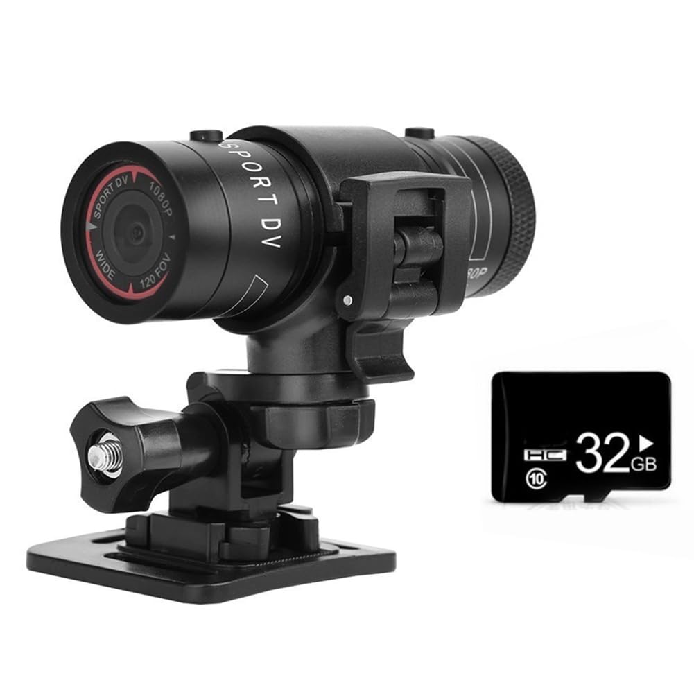 Suoumwa F9 Mini Sports Camera 1080P HD 200W Waterproof Action Camera for Motorcycle Helmet, Bicycle, Outdoor Riding - Easy to Install & Use for Adventure Sports, Vlogging & Extreme Activities