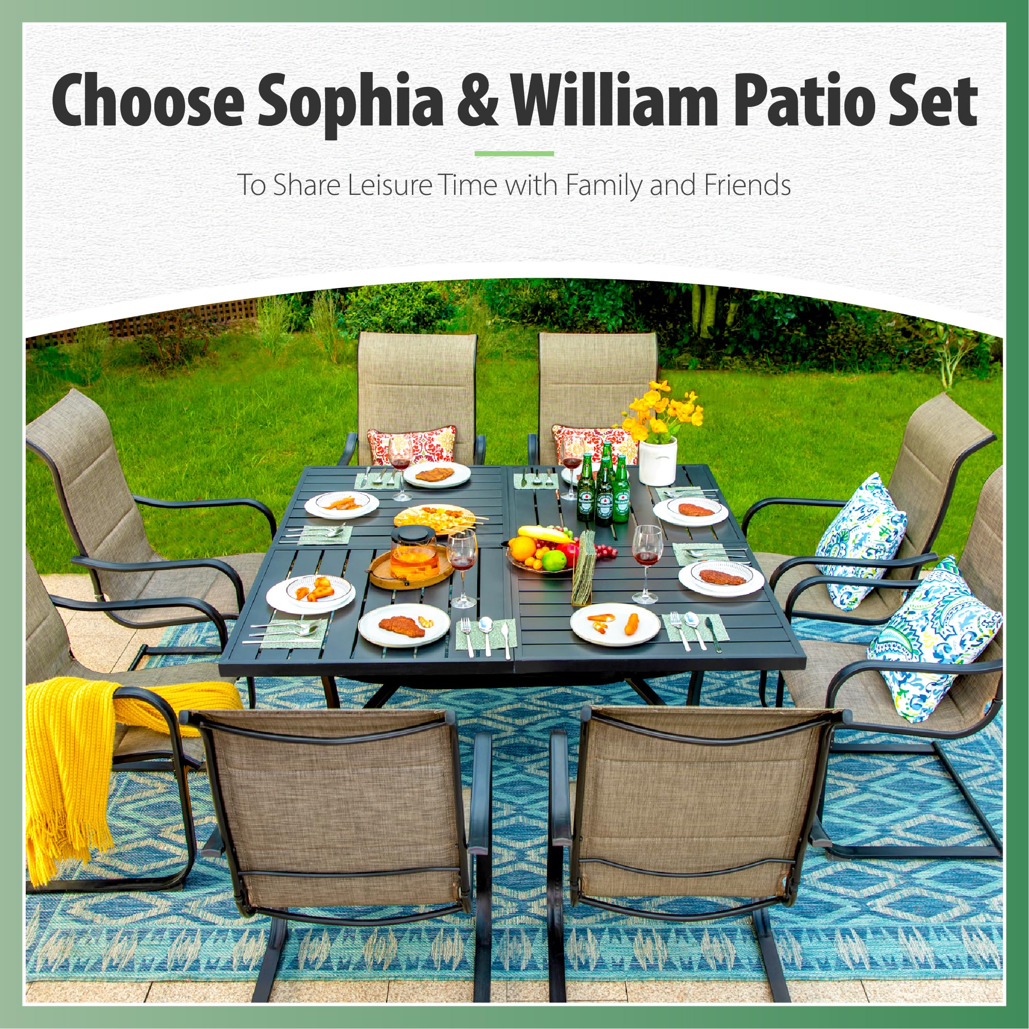 **Sophia & William High Back Patio Dining Chairs – 2-Piece Set with Spring Motion & Quick-Dry Textilene – Supports 350lbs – Weather-Resistant Outdoor Furniture for Lawn, Garden, Balcony, Pool & Backyard – Perfect for Relaxing, Entertaining & Outdoor Dining**