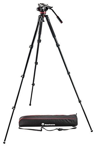 Manfrotto 502AH Professional Video Head with MT055XPRO3 Aluminum Tripod Kit - Perfect for Filmmaking, Photography & Vlogging