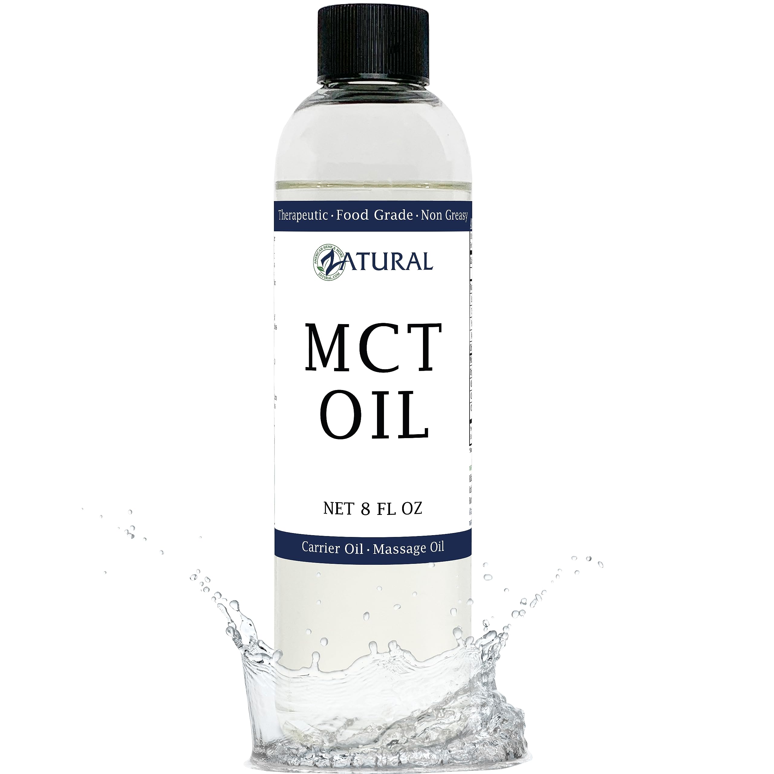 Premium Pure MCT Oil - 100% Natural Coconut Carrier Oil for Massage, Skin Hydration & Hair Care | Therapeutic Grade, 8 Oz | Ideal for Keto Cooking, Aromatherapy & DIY Beauty Products