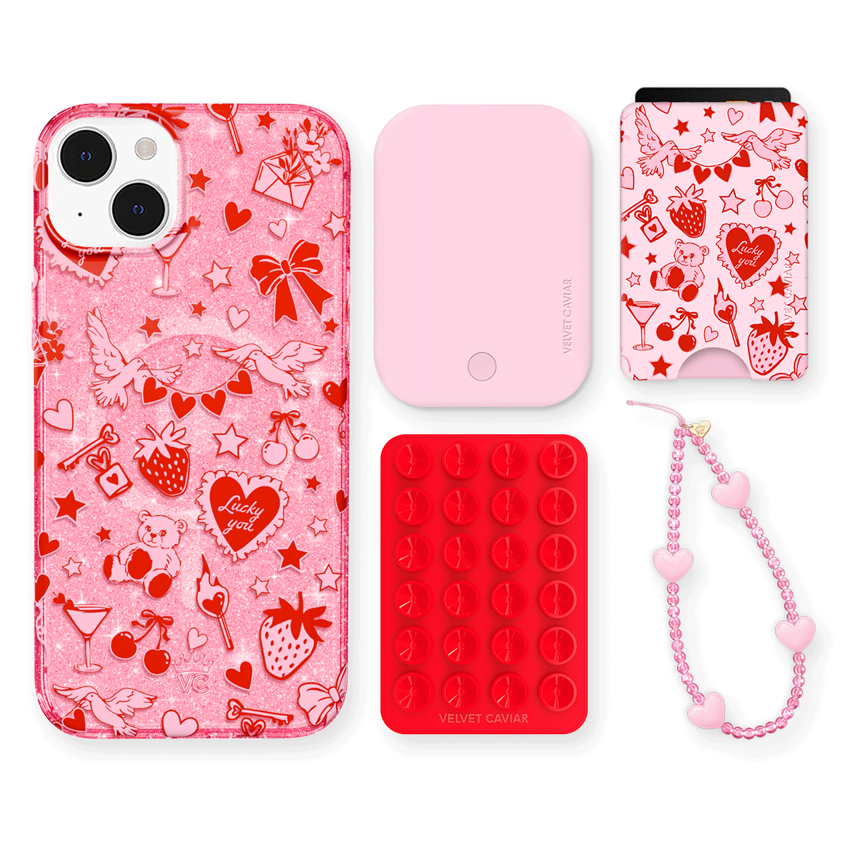 Be Mine Glitter iPhone Case with Wallet - Stylish & Functional Phone Accessory for Women - Perfect for Parties, Travel & Everyday Use