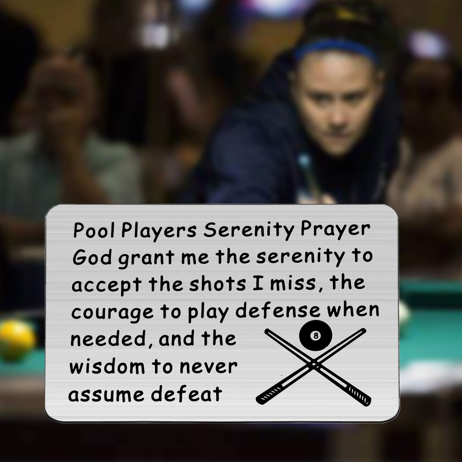 LQRI Billiards Gift - Serenity Prayer Wallet Card for Pool Players | 8-Ball Design Billiard Coach Accessory | Perfect Gift for Pool Enthusiasts & Bar Game Lovers