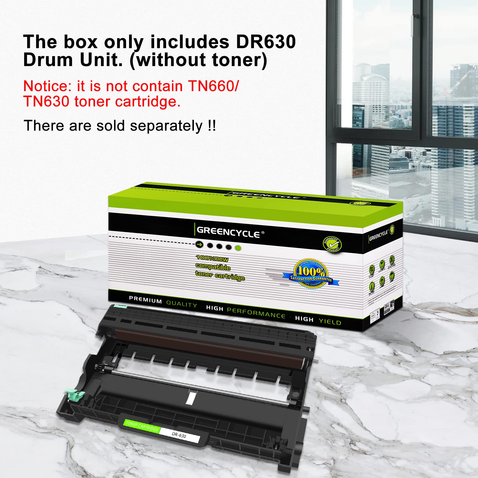 Greencycle 6-Pack Black DR630 DR-630 High Yield Drum Unit - Compatible with Brother HL-L2380DW & MFC-L2700DW Laser Printers (Toner Not Included) - Perfect for Office & Home Printing Needs