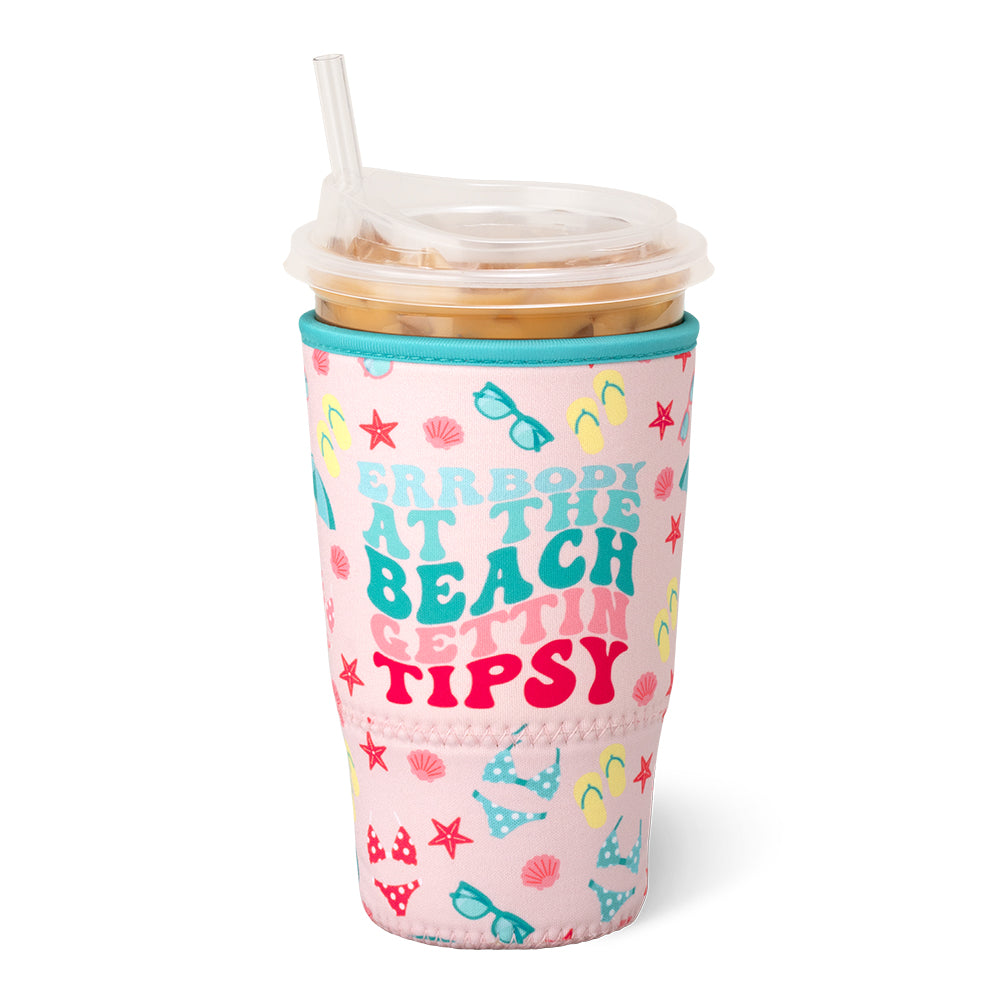 Errbody At The Beach Large Iced Cup Coolie - Insulated Can Cooler for Drinks, 20oz Tumbler with Lid - Perfect for Pool Parties, Beach Trips & Summer BBQs