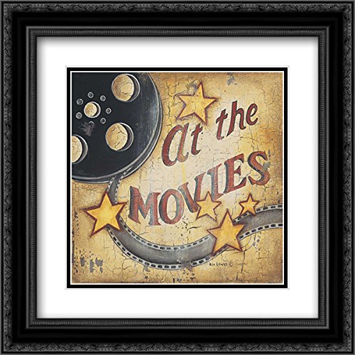 Lewis Kim 'At The Movies' 15x15 Black Ornate Framed Double Matted Museum Art Print - Perfect for Home Theater Decor & Movie Lover Gifts