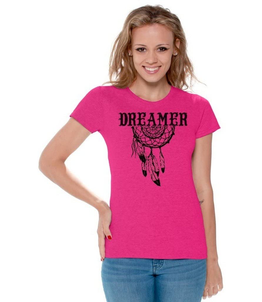 Awkwardstyles Women's Dream Catcher Graphic T-Shirt | Vintage American Style Cotton Tee with Free Bookmark | Perfect for Casual Wear, Music Festivals & Boho Outfits