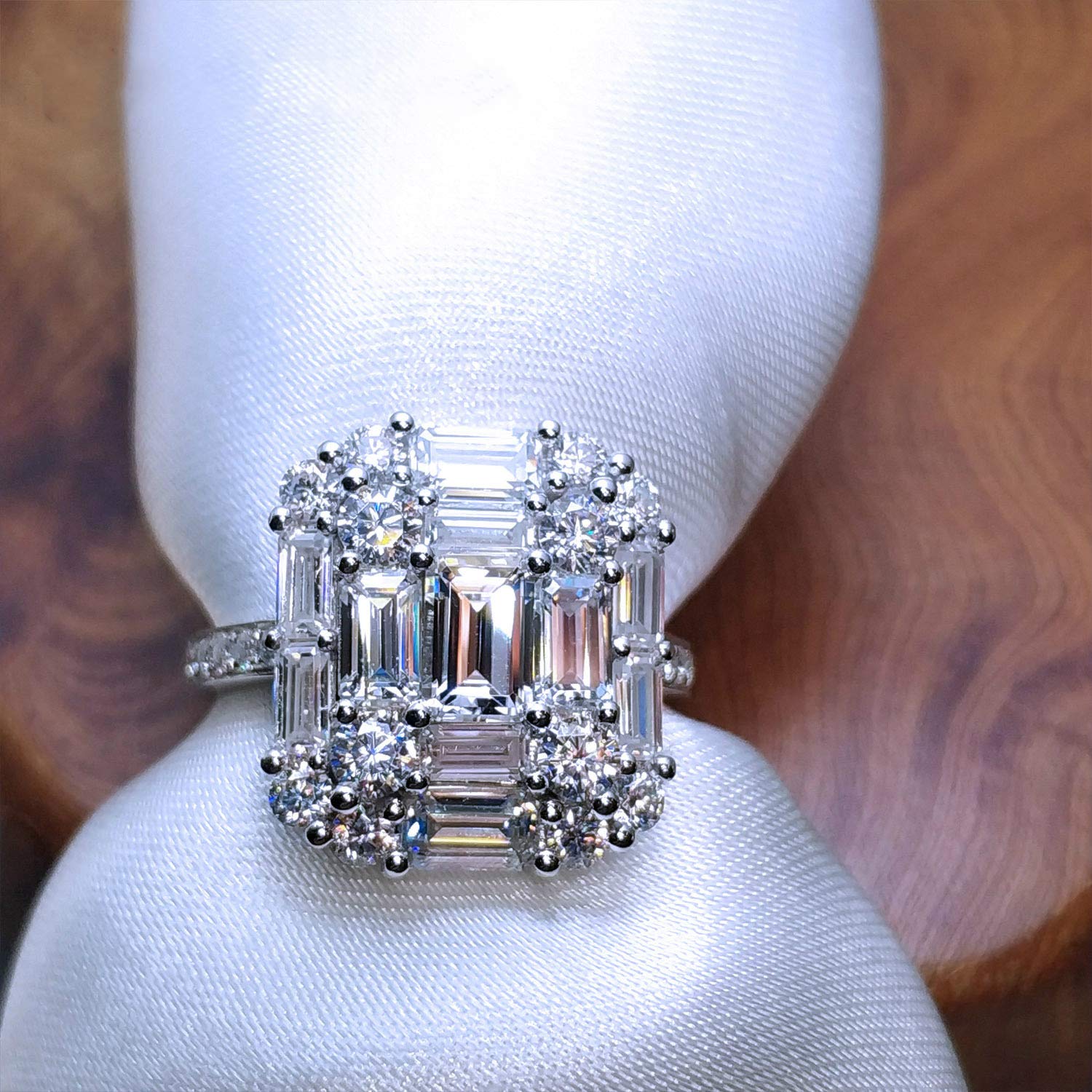925 Sterling Silver Shiny Full Diamond Ring for Women - Cubic Zirconia CZ Multi Row Eternity Wedding Band (Size 9) | Perfect for Engagement, Anniversary & Special Occasions