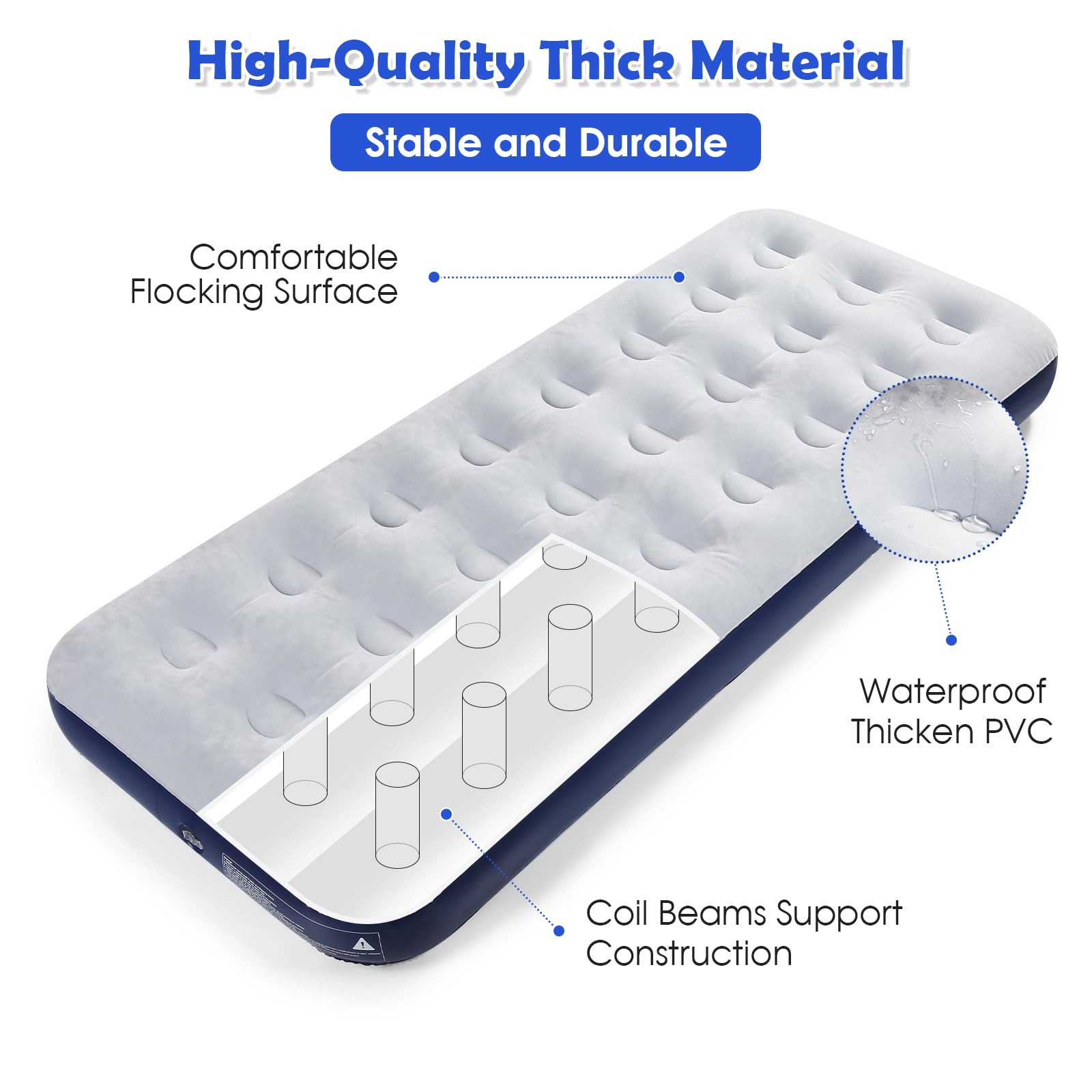 **2-Pack Inflatable Camping Air Mattress with Flocked Surface - Portable Travel Air Bed for Outdoor Camping, Tent, Guest & Travel - Perfect for Backpacking, Hiking & Home Use**