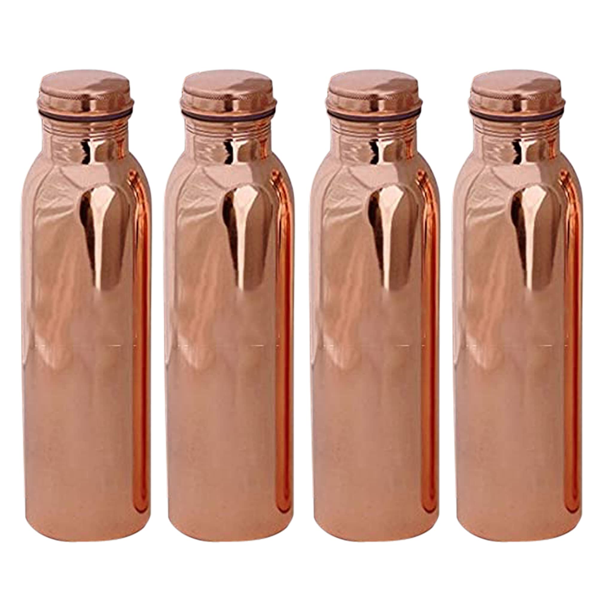 Pure Copper Water Bottles Set of 4 - Ayurvedic Copper Vessel for Health Benefits | Perfect for Daily Hydration, Yoga & Detox