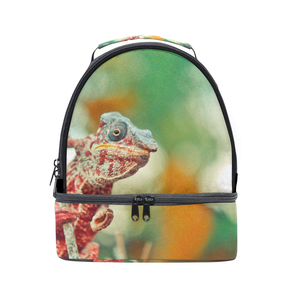HEOEH Insulated Reptile Lunch Box - Red Lizard Tree Design Cooler Tote Bag with Adjustable Strap | Perfect for School, Work, Picnics & Outdoor Adventures