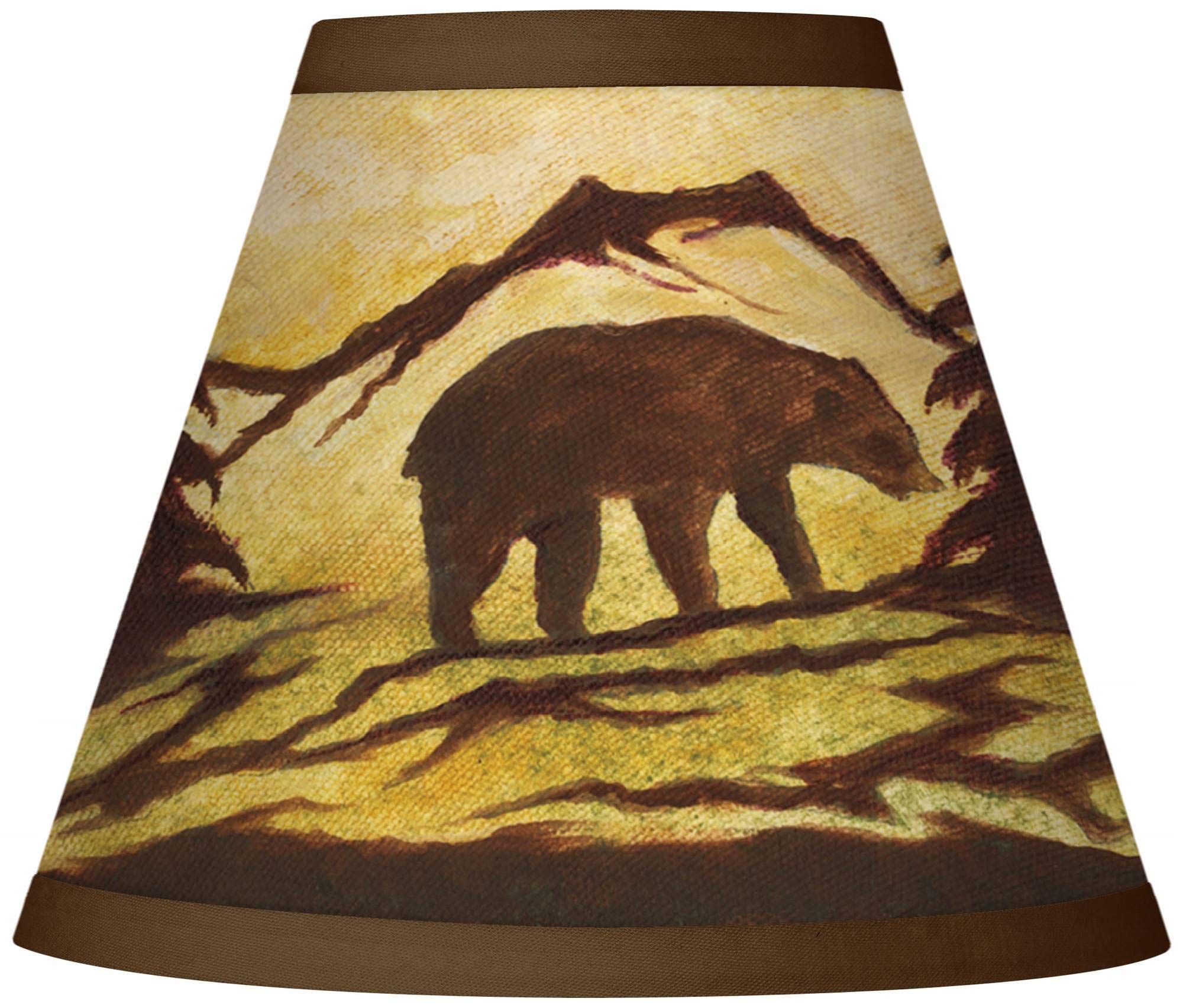 Set of 4 Giclee Empire Print Lamp Shades - Grizzly Brown & Gold Small Chandelier Covers (3