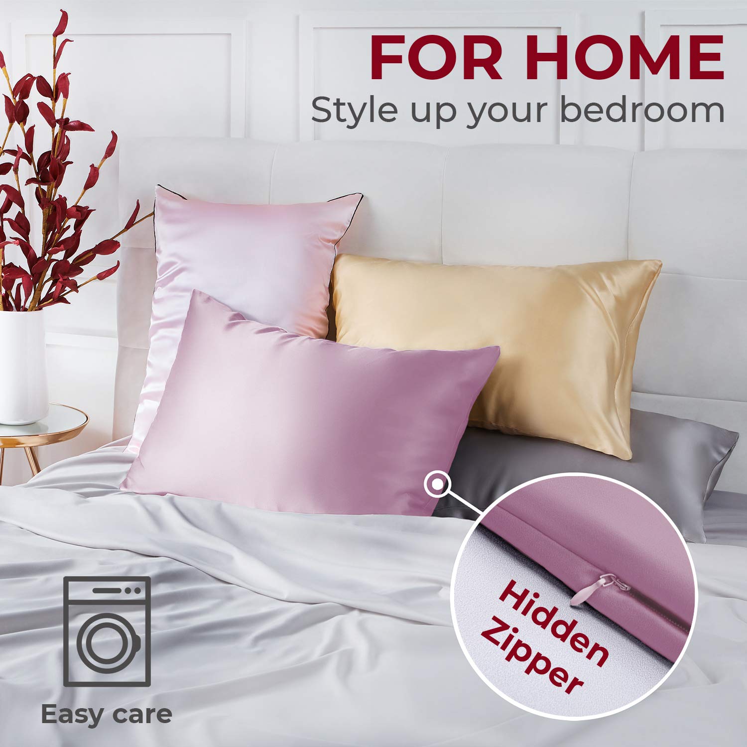 Mellanni 100% Pure Silk Pillowcase King Size - Hypoallergenic & Breathable Silk Pillow Cover for Hair & Skin Care - Wrinkle Prevention - Naturally Cooling with Hidden Zipper - Easy Care (King, Lilac) - Perfect for Beauty Sleep, Hot Sleepers & Sensitive Skin