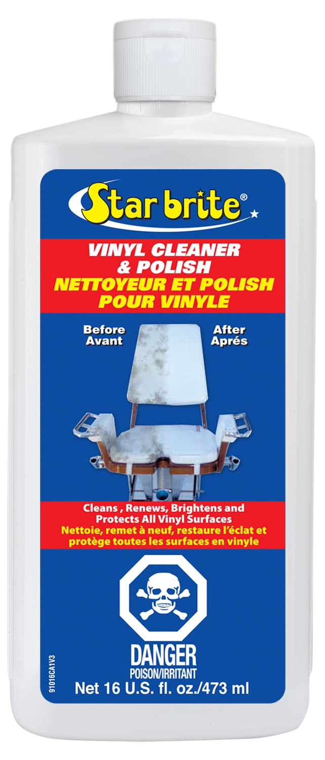 STAR BRITE Vinyl Cleaner & Polish - 16 oz Bottle - Restores & Protects Vinyl Surfaces - Perfect for Boats, Cars, RVs & Outdoor Furniture