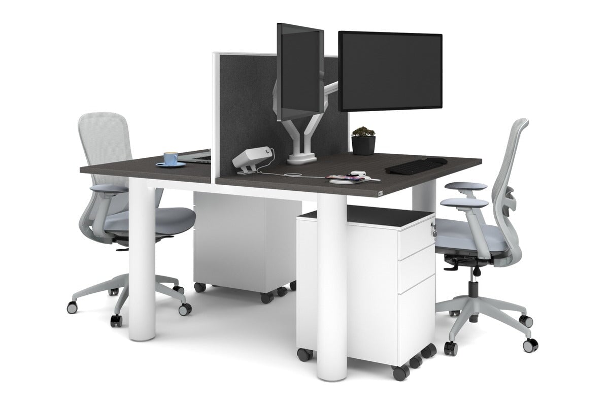 Quadro Cylinder Leg 2 Person Office Workstation Desk - 1200L x 700W Modern Office Furniture for Collaborative Workspaces & Home Offices