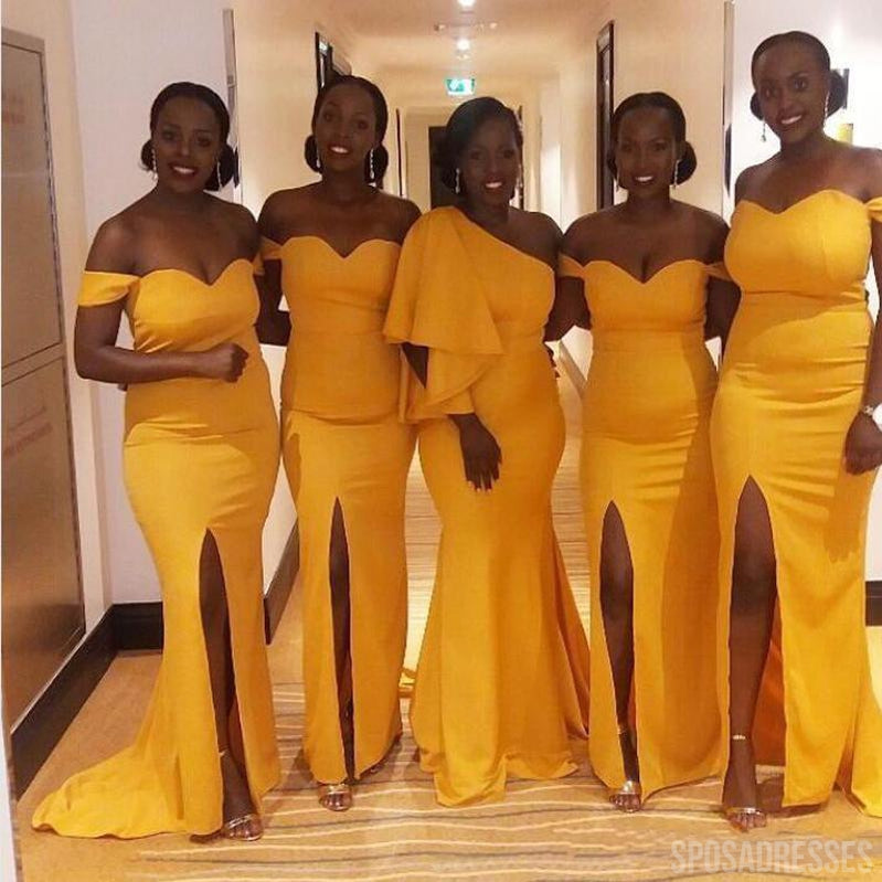 Elegant Mismatched Mermaid Yellow Sleeveless Long Bridesmaid Dresses - WG835 | Perfect for Beach Weddings, Summer Parties & Formal Events