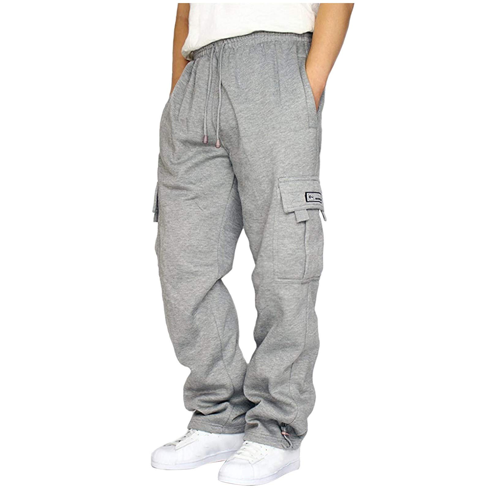 **Men's Casual Sweatpants - Loose Fit Heavyweight Cargo Pants with Pockets for Sports & Lounge Wear | Comfortable & Stylish for Gym, Running, and Everyday Use**