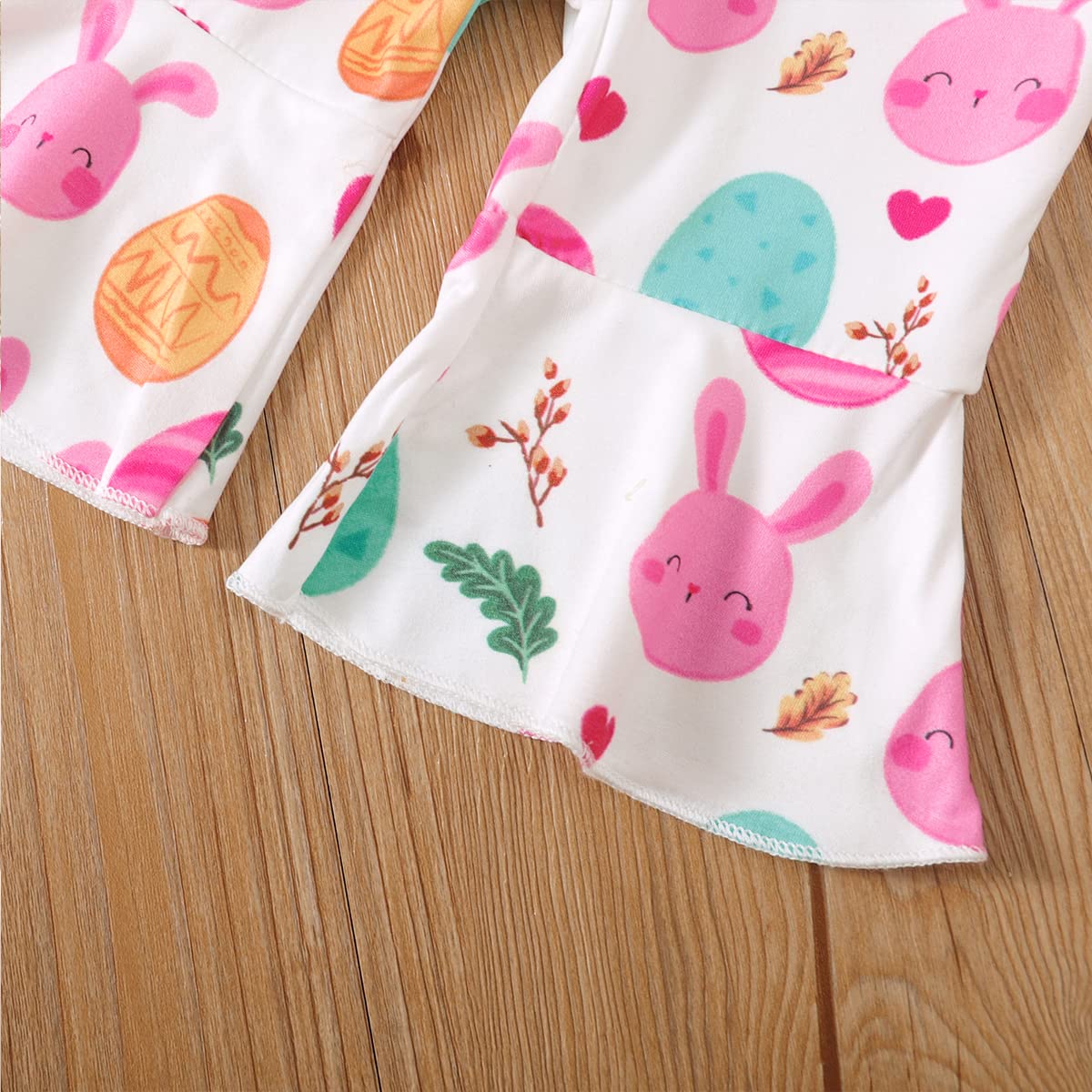 Baby Girls' First Easter Outfit - Newborn Easter Bodysuit & Egg Print Flare Pants Set - Perfect for Easter Photos, Church, and Family Gatherings