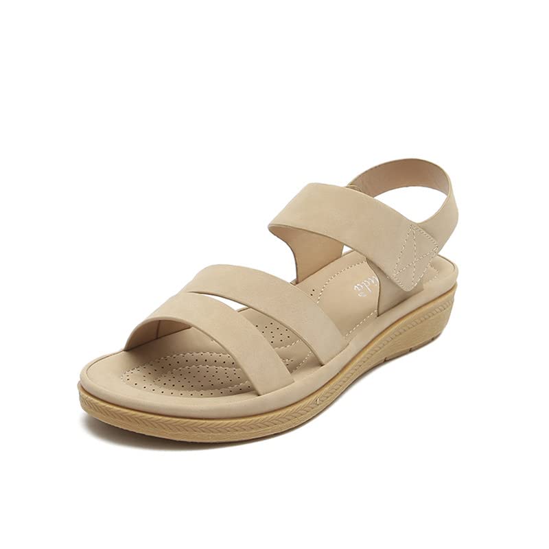 Phefee Women's Comfort Platform Sandals with Soft Footbed, Adjustable Velcro Strap & Wedge Heel - Perfect for Beach, Outdoor Walking & Summer Vacation