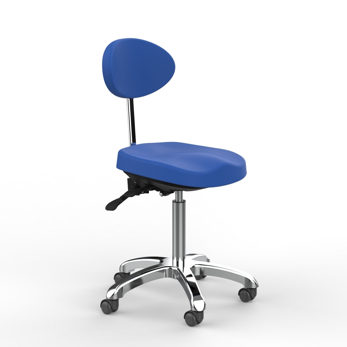 Silverfox Rolling Stool with Back Support - Adjustable Height 1025D Ergonomic Rolling Chair for Salon, Tattoo, Massage & Office Use - Heavy Duty Swivel Stool with Wheels for Beauty Professionals & Home