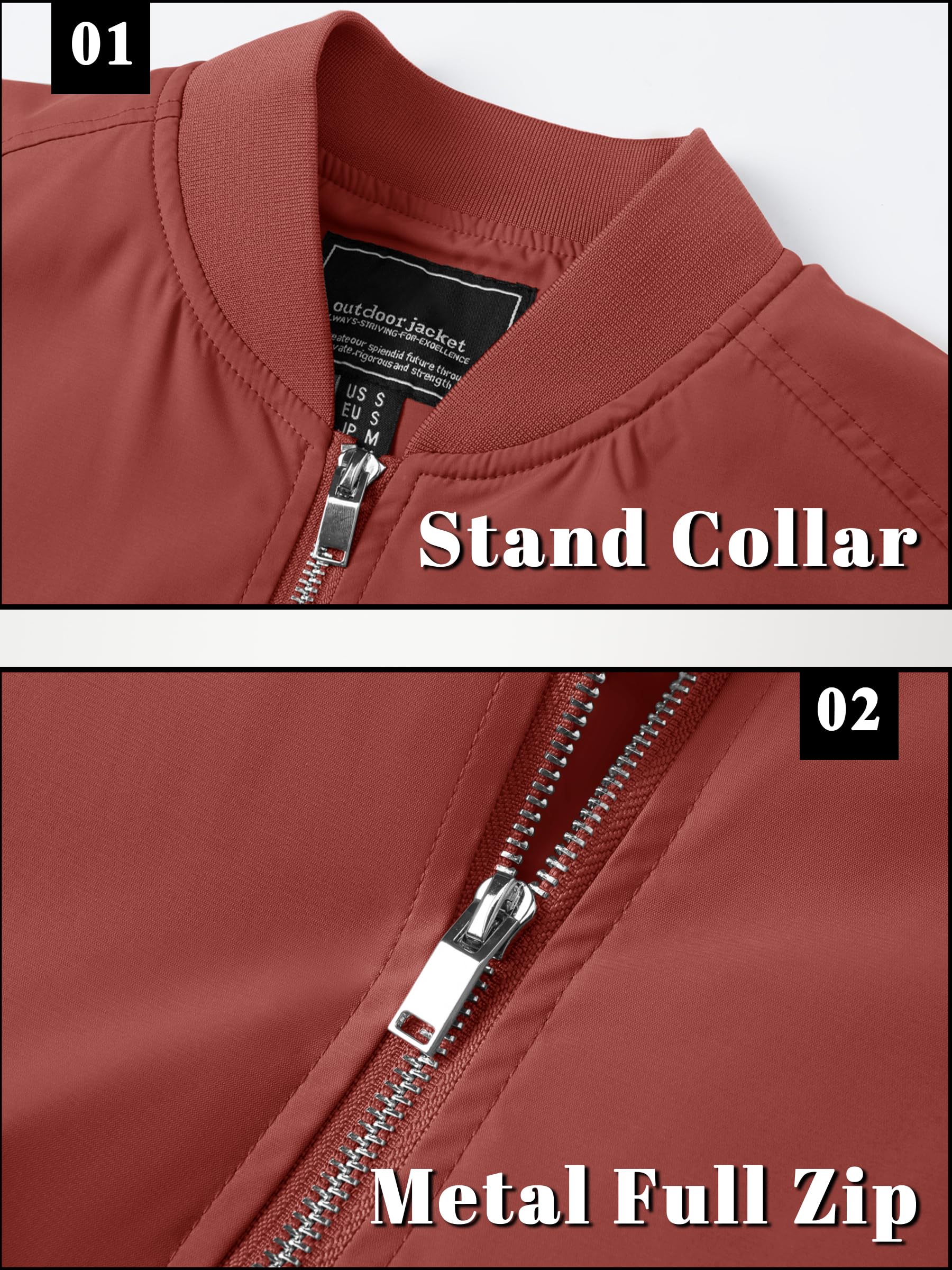 TACVASEN Men's Lightweight Bomber Jacket - Windproof Zip Up Coat with Pockets for Spring & Fall | Casual Outdoor Wear, Travel & Daily Use