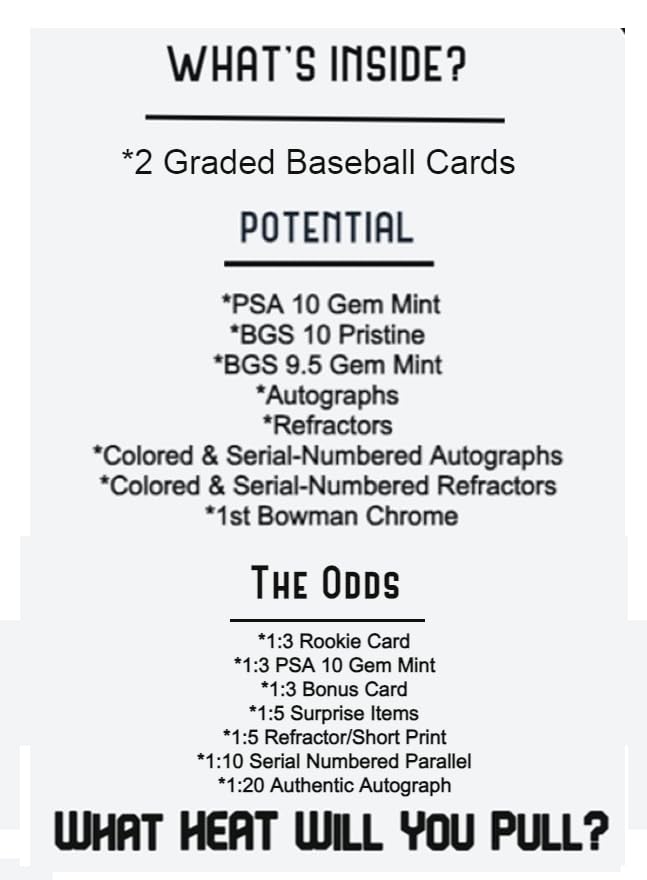 PSA Graded Baseball Cards Value Pack - 2 Authentic Collectible Cards with Autographs, Refractors & PSA 10 Potential | Perfect Gift Set for New Collectors & Baseball Fans | Great for Trading, Display & Investment