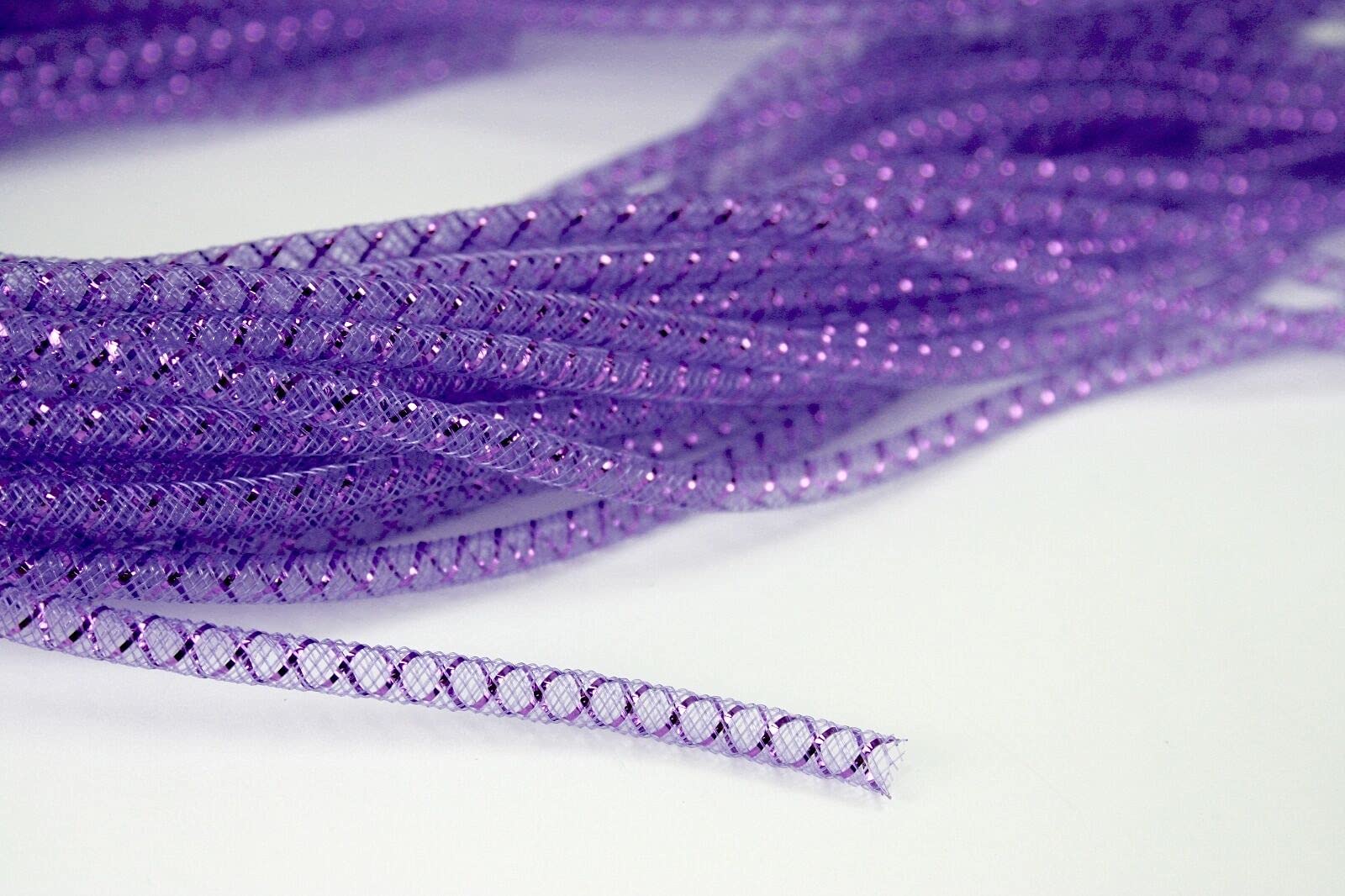 4MM Deco Mesh Tubing - 10 Yards Flexible CYBERLOX (SRAu) Tube for Party, Wedding & Holiday Decorations - Perfect for DIY Crafts, Gift Wrapping & Home Decor (Purple)