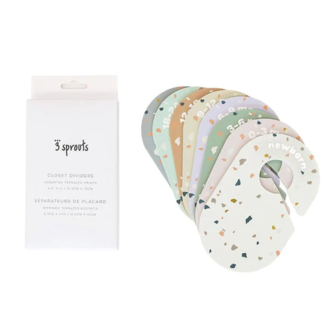 3 Sprouts Closet Dividers for Baby Clothes - Newborn to 24 Months - Terrazzo Design Nursery Organizer - Perfect for Nursery, Baby Shower Gifts & Kids Room Organization