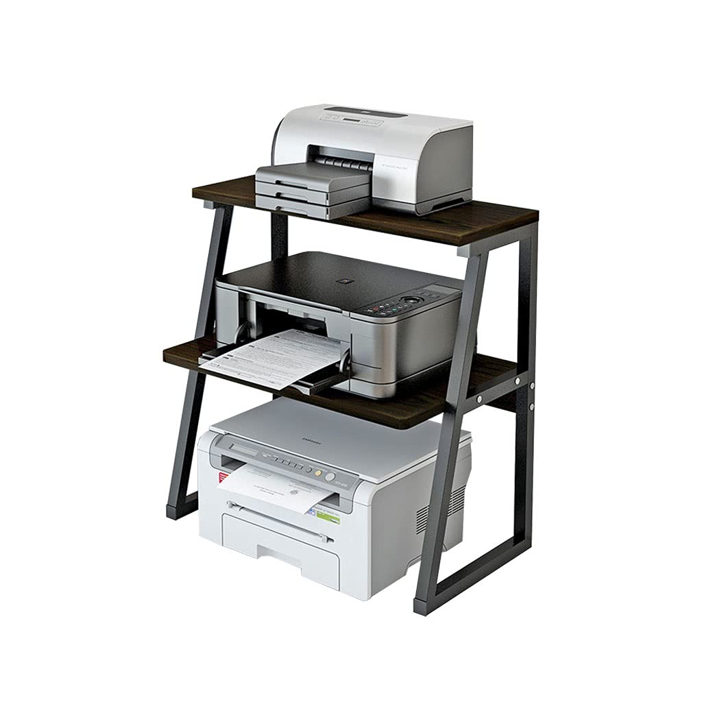 TOMYEUS Multi-Layer Printer Stand with Storage Shelf - MDF & Carbon Steel Pipe Desktop Organizer for Home Office - Holds Printer, Fax, Scanner, Books & Documents (Color B) - Perfect Workspace Solution for Small Offices & Home Desks