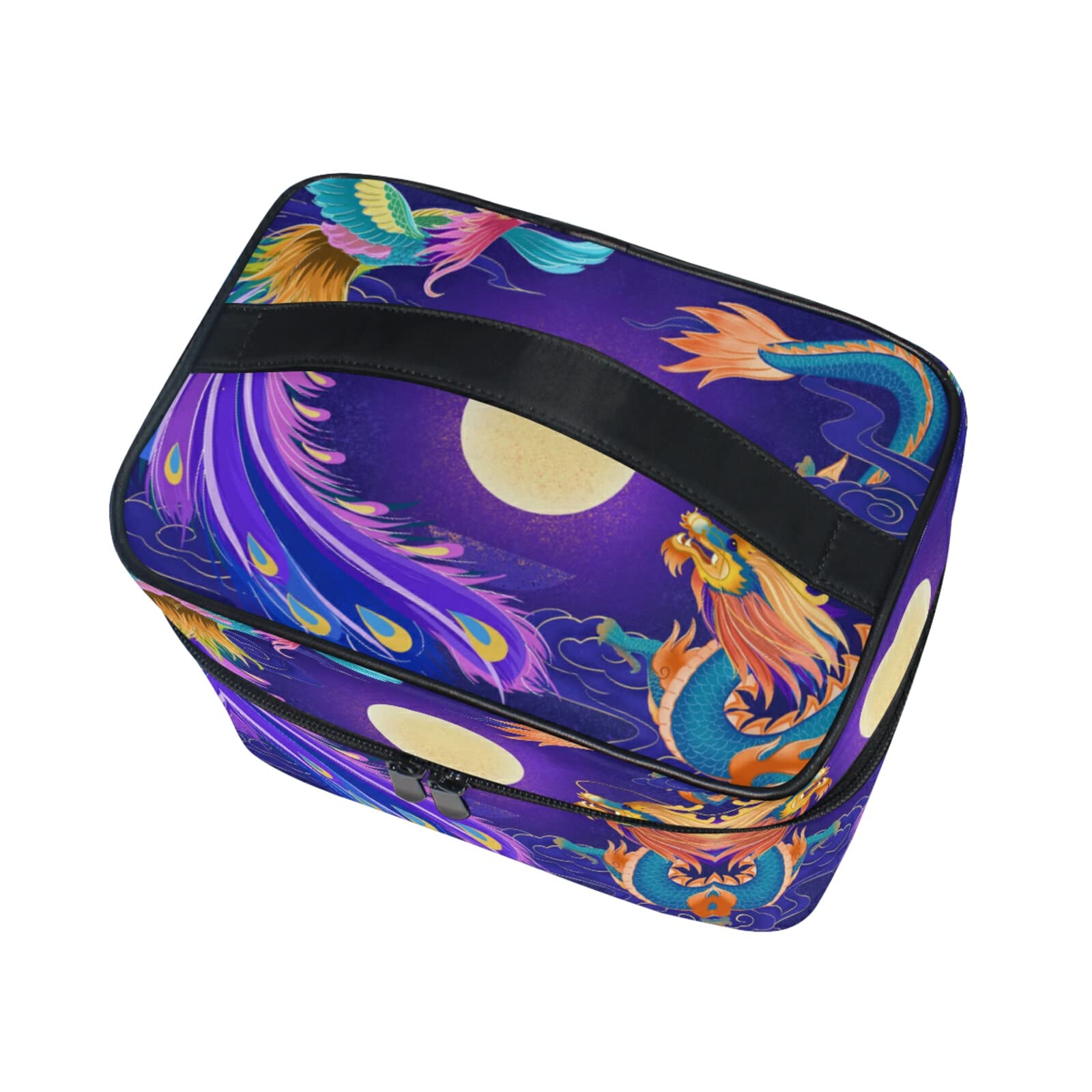 Phoenix Bird Moon Cute Cosmetic Bag Organizer - Waterproof Makeup Pouch with Zipper for Women & Girls - Perfect for Travel, Gym, and Daily Essentials Storage